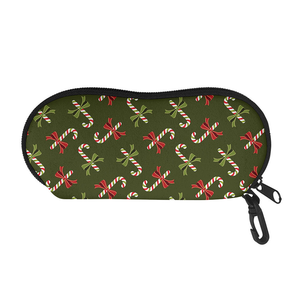 Xmas Candy Cane Pattern Print Glasses Case