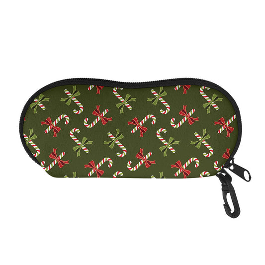 Xmas Candy Cane Pattern Print Glasses Case