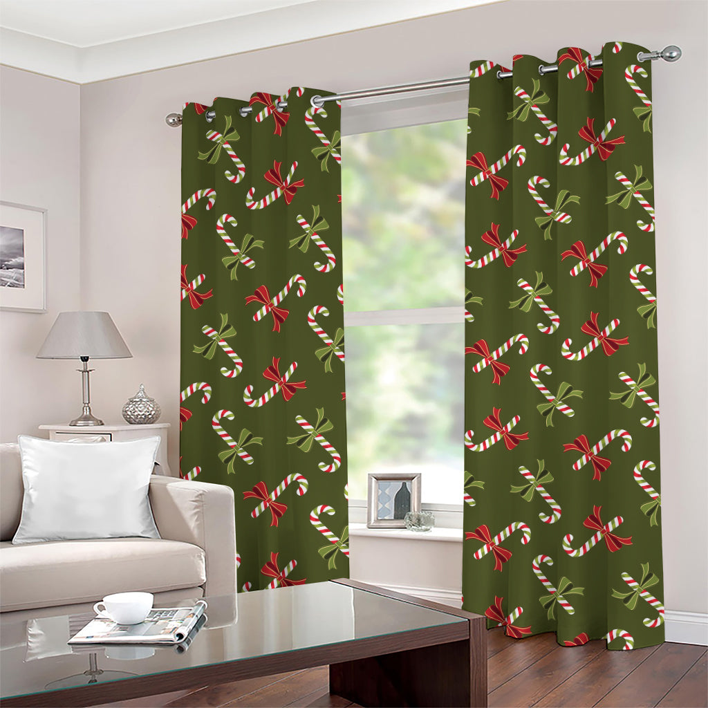 Xmas Candy Cane Pattern Print Grommet Curtains