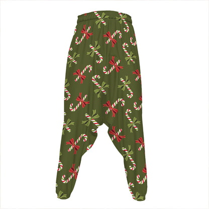 Xmas Candy Cane Pattern Print Hammer Pants