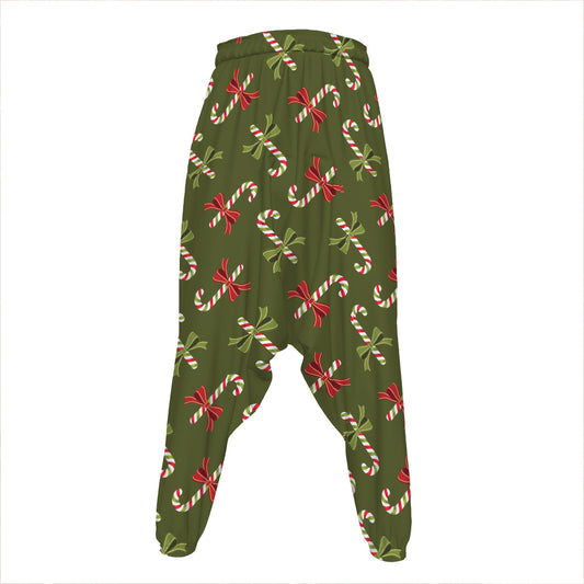 Xmas Candy Cane Pattern Print Hammer Pants