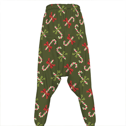 Xmas Candy Cane Pattern Print Hammer Pants