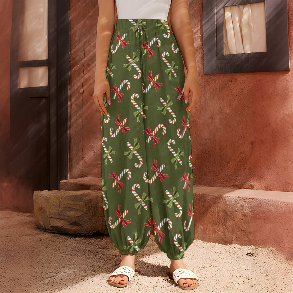 Xmas Candy Cane Pattern Print Harem Pants