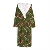 Xmas Candy Cane Pattern Print Hooded Bathrobe