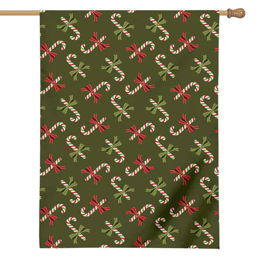 Xmas Candy Cane Pattern Print House Flag