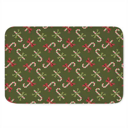 Xmas Candy Cane Pattern Print Indoor Door Mat
