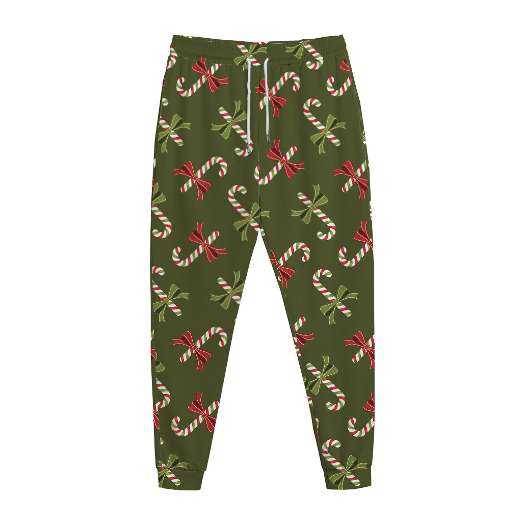 Xmas Candy Cane Pattern Print Jogger Pants