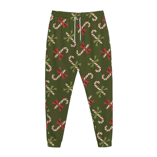 Xmas Candy Cane Pattern Print Jogger Pants