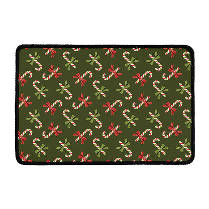 Xmas Candy Cane Pattern Print Kitchen Mat