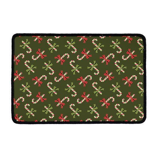 Xmas Candy Cane Pattern Print Kitchen Mat