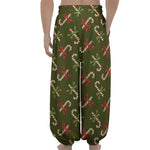 Xmas Candy Cane Pattern Print Lantern Pants