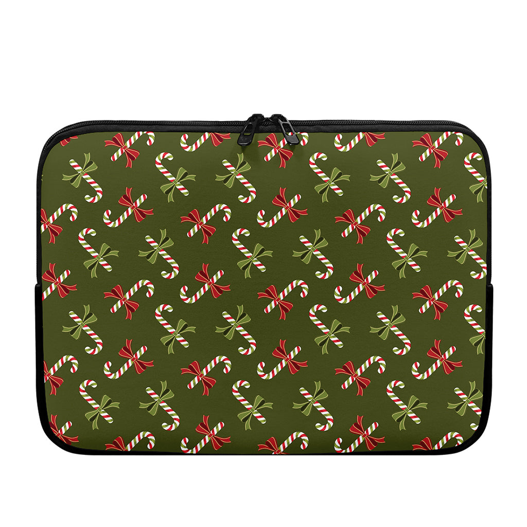 Xmas Candy Cane Pattern Print Laptop Sleeve