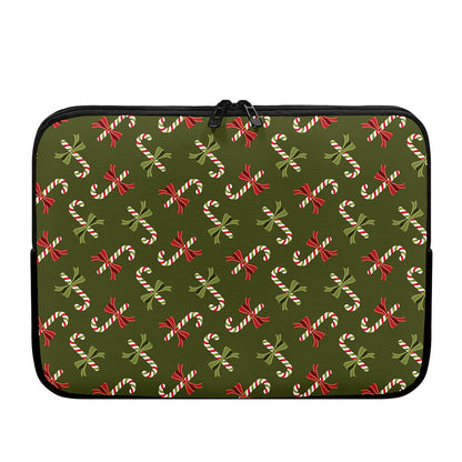 Xmas Candy Cane Pattern Print Laptop Sleeve