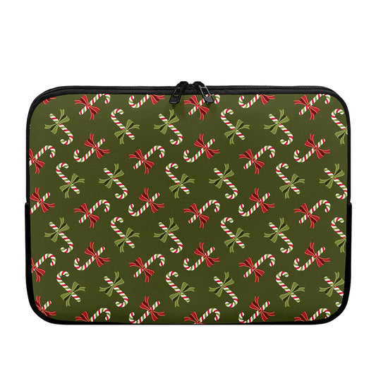 Xmas Candy Cane Pattern Print Laptop Sleeve