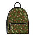 Xmas Candy Cane Pattern Print Leather Backpack