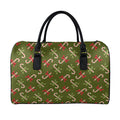 Xmas Candy Cane Pattern Print Leather Duffel Bag