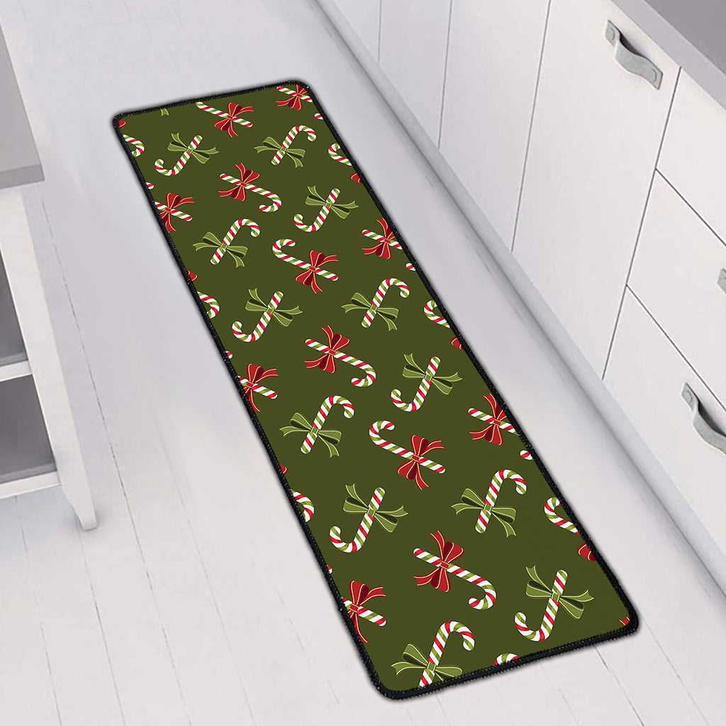Xmas Candy Cane Pattern Print Long Kitchen Mat