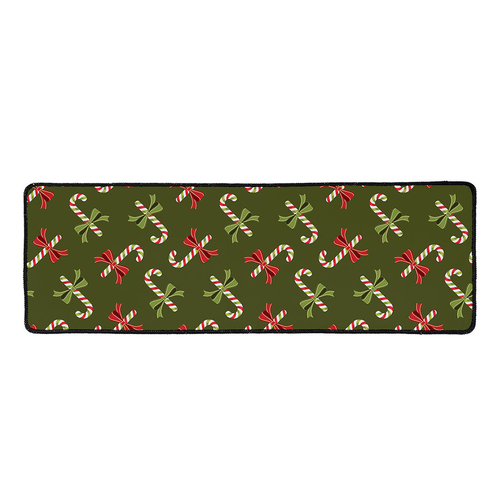 Xmas Candy Cane Pattern Print Long Kitchen Mat