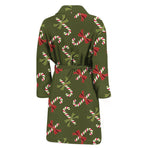 Xmas Candy Cane Pattern Print Men's Bathrobe