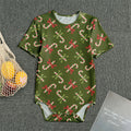 Xmas Candy Cane Pattern Print Men's Bodysuit