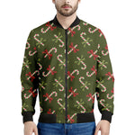 Xmas Candy Cane Pattern Print Men's Bomber Jacket