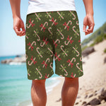 Xmas Candy Cane Pattern Print Men's Cargo Shorts