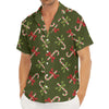 Xmas Candy Cane Pattern Print Men's Deep V-Neck Shirt