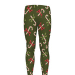 Xmas Candy Cane Pattern Print Men's leggings