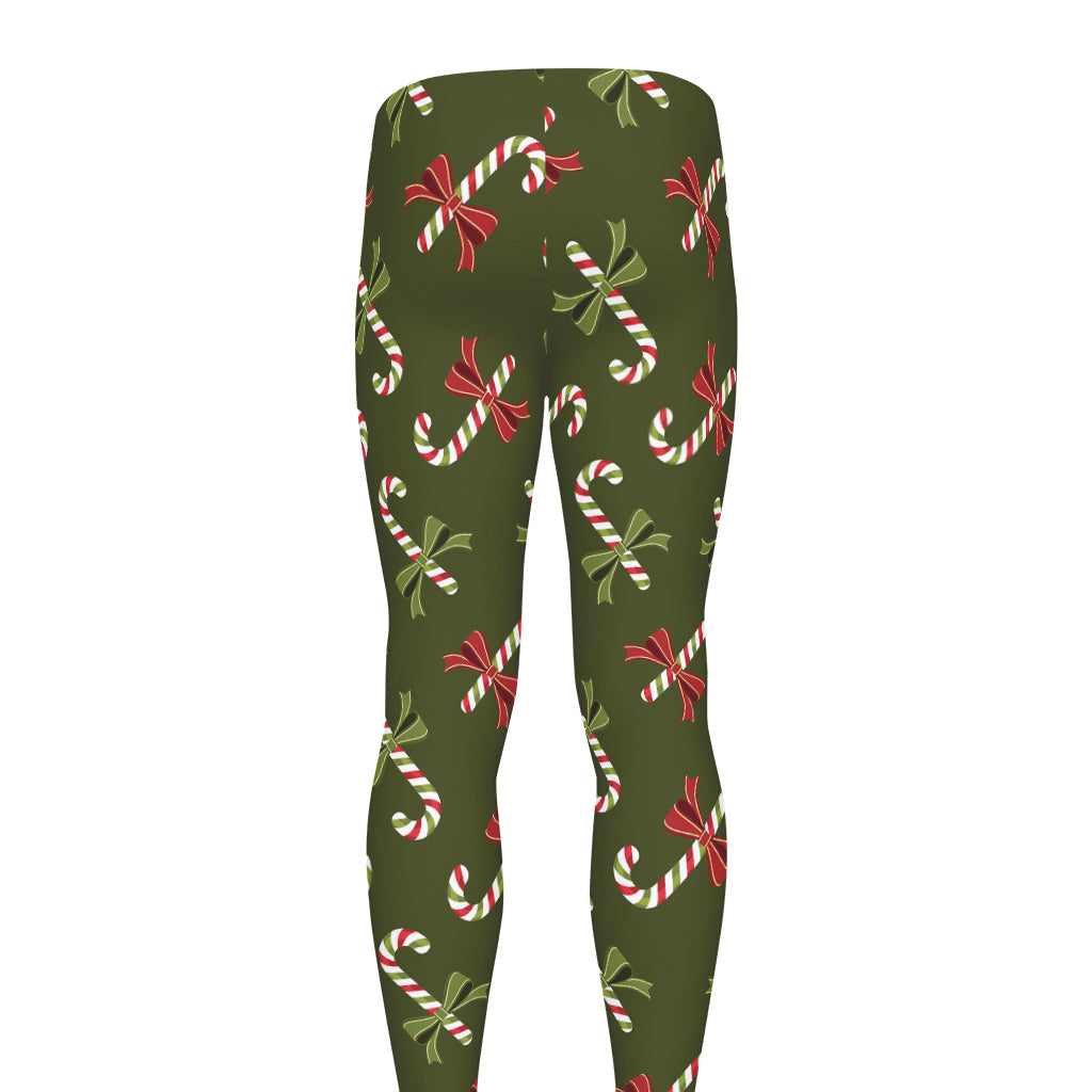 Xmas Candy Cane Pattern Print Men's leggings