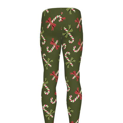 Xmas Candy Cane Pattern Print Men's leggings