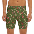 Xmas Candy Cane Pattern Print Men's Long Boxer Briefs
