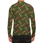 Xmas Candy Cane Pattern Print Men's Long Sleeve Rash Guard