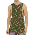 Xmas Candy Cane Pattern Print Men's Muscle Tank Top
