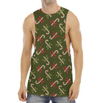 Xmas Candy Cane Pattern Print Men's Muscle Tank Top