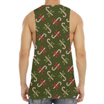 Xmas Candy Cane Pattern Print Men's Muscle Tank Top
