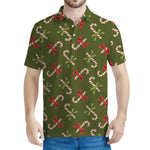 Xmas Candy Cane Pattern Print Men's Polo Shirt