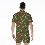 Xmas Candy Cane Pattern Print Men's Rompers