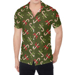 Xmas Candy Cane Pattern Print Men's Shirt