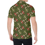 Xmas Candy Cane Pattern Print Men's Shirt