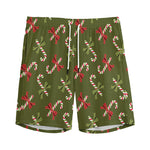Xmas Candy Cane Pattern Print Men's Sports Shorts