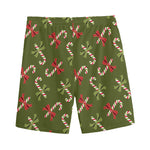 Xmas Candy Cane Pattern Print Men's Sports Shorts