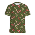Xmas Candy Cane Pattern Print Men's Athletic T-Shirt
