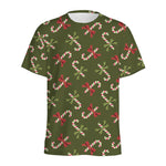 Xmas Candy Cane Pattern Print Men's Sports T-Shirt
