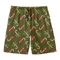 Xmas Candy Cane Pattern Print Men's Swim Trunks