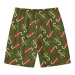 Xmas Candy Cane Pattern Print Men's Swim Trunks