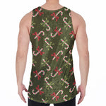 Xmas Candy Cane Pattern Print Men's Velvet Tank Top