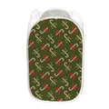 Xmas Candy Cane Pattern Print Mesh Laundry Hamper