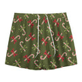 Xmas Candy Cane Pattern Print Mesh Shorts
