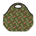 Xmas Candy Cane Pattern Print Neoprene Lunch Bag