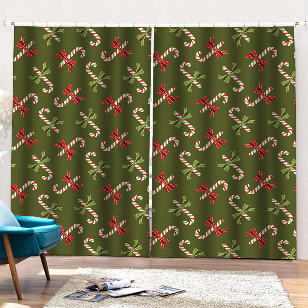 Xmas Candy Cane Pattern Print Pencil Pleat Curtains